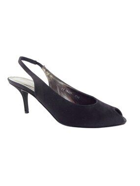 DONALD J PLINER Black Micro Fiber Textile Slingback Heel Pump 9.5